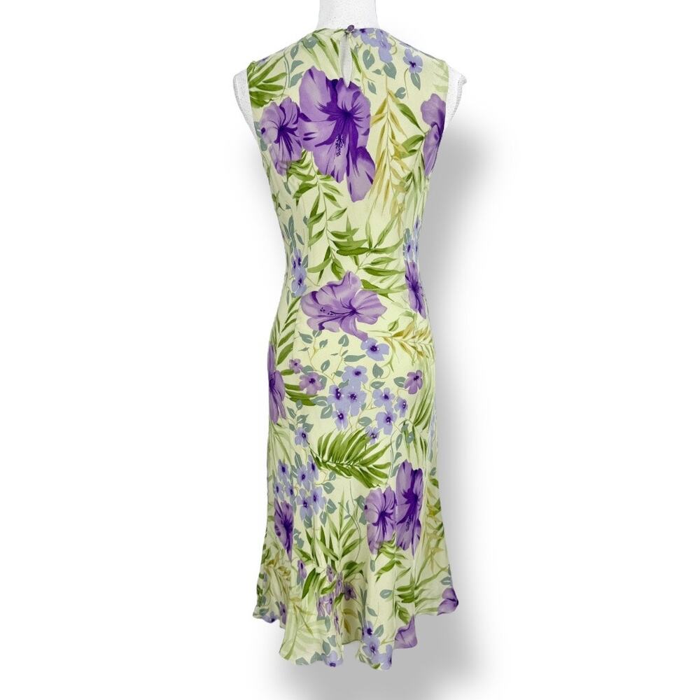 Vintage Chelsea & Violet Floral Beaded 100% Silk Slip Dress Women's Small - Picture 7 of 16